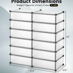 Tangkula 12-Cube Shoe Rack, DIY Cubes Storage Cabinet