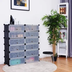 Tangkula 12-Cube Shoe Rack, DIY Cubes Storage Cabinet