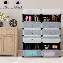 Tangkula 12-Cube Shoe Rack, DIY Cubes Storage Cabinet