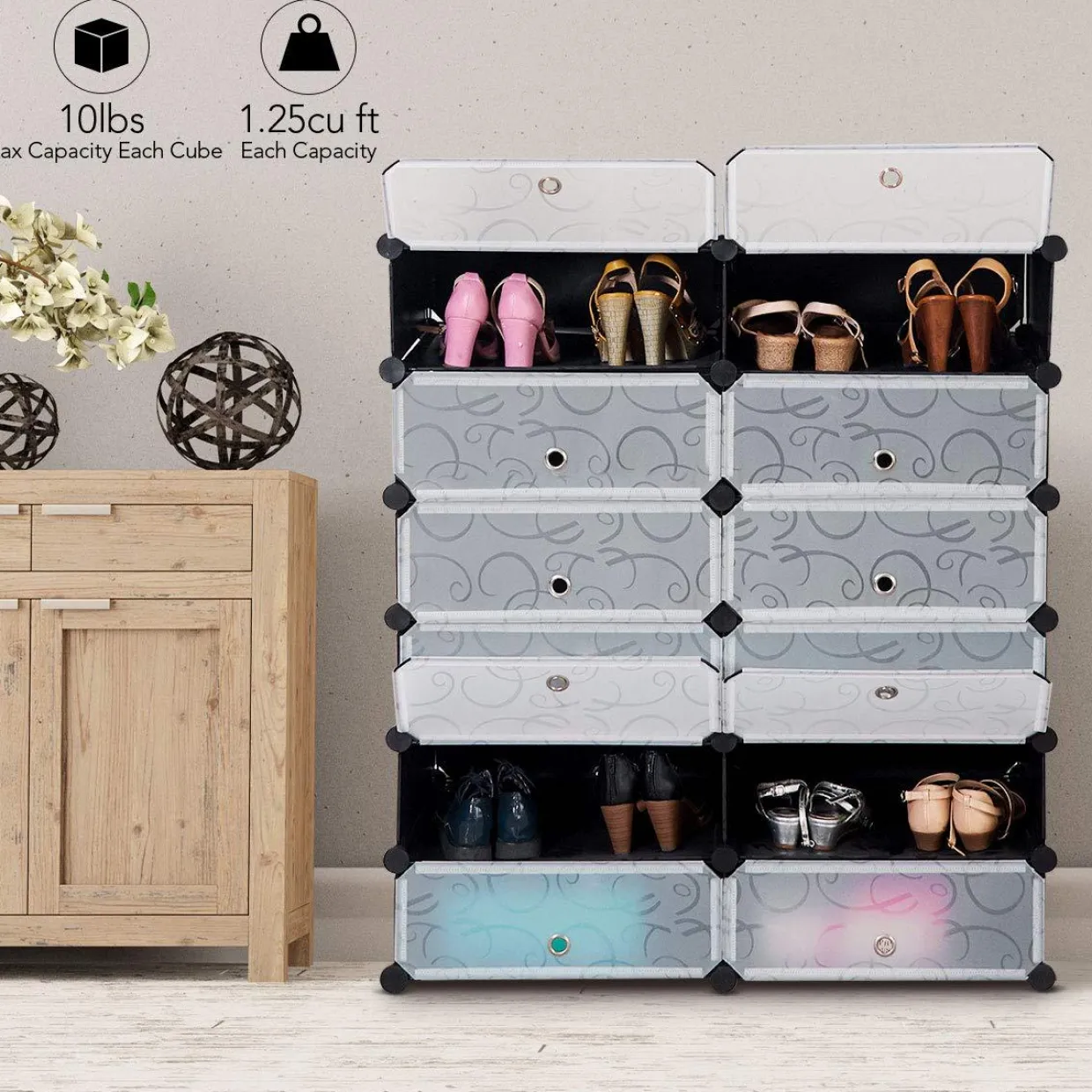 Tangkula 12-Cube Shoe Rack, DIY Cubes Storage Cabinet