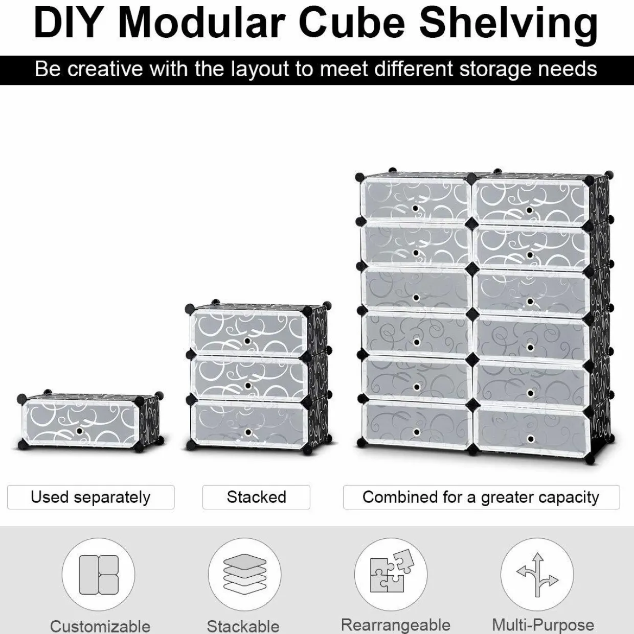 Tangkula 12-Cube Shoe Rack, DIY Cubes Storage Cabinet