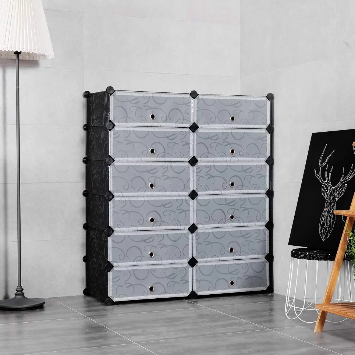 Tangkula 12-Cube Shoe Rack, DIY Cubes Storage Cabinet