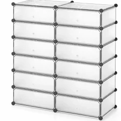 Tangkula 12-Cube Shoe Rack, DIY Cubes Storage Cabinet