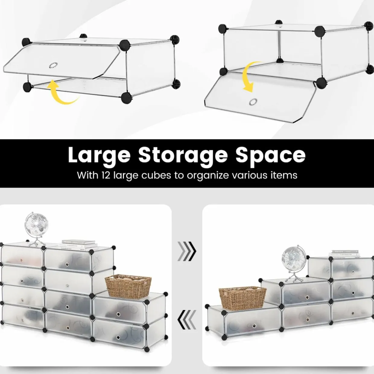 Tangkula 12-Cube Shoe Rack, DIY Cubes Storage Cabinet