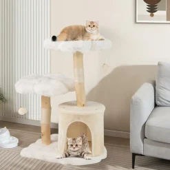 Tangkula Cute Wood Cat Tree(32 Inch)