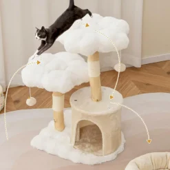 Tangkula Cute Wood Cat Tree(32 Inch)