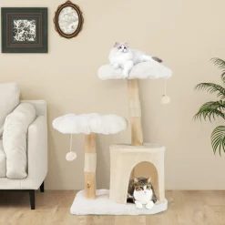 Tangkula Cute Wood Cat Tree(32 Inch)