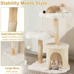 Tangkula Cute Wood Cat Tree(32 Inch)