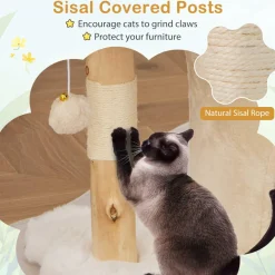 Tangkula Cute Wood Cat Tree(32 Inch)