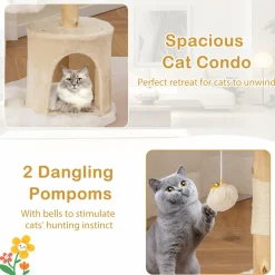 Tangkula Cute Wood Cat Tree(32 Inch)