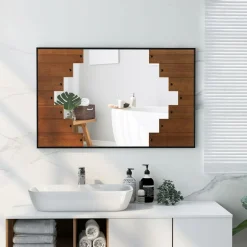 Tangkula Decorative Rectangle Wall Mirror, 37.5