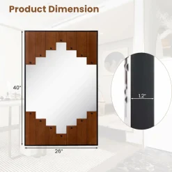 Tangkula Decorative Rectangle Wall Mirror, 37.5