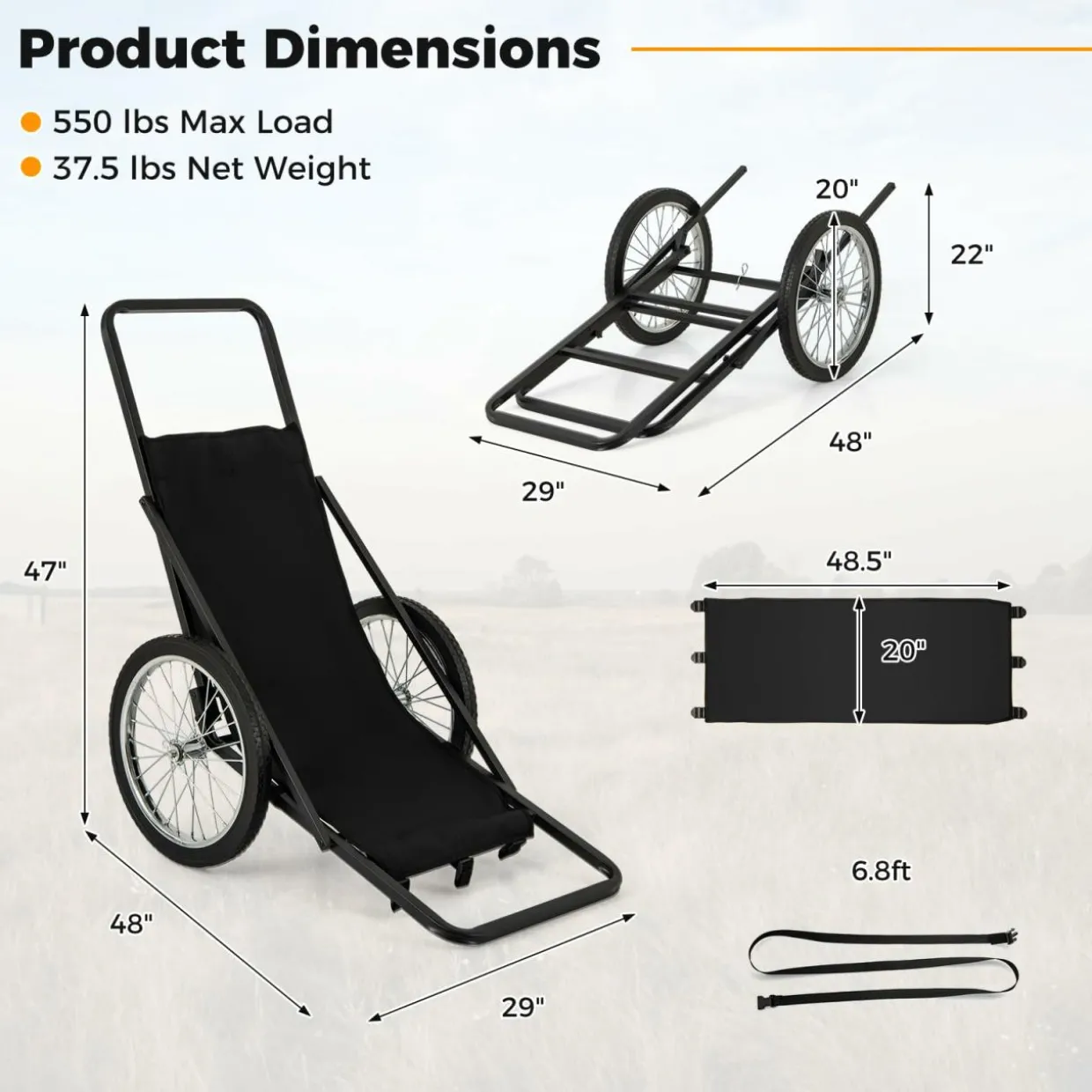 Tangkula Deer Cart, 550 LBS Deer Cart Game Hauler