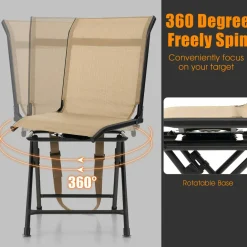 Tangkula 360-degree Swivel Blind Chair, Foldable Free Rotation Hunting Chair, Chair for Camping, Hunting, Fishing