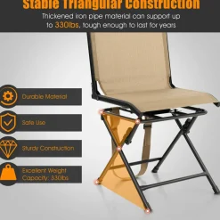 Tangkula 360-degree Swivel Blind Chair, Foldable Free Rotation Hunting Chair, Chair for Camping, Hunting, Fishing