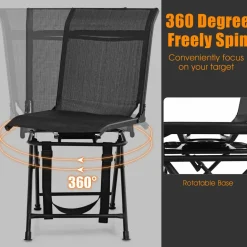 Tangkula 360-degree Swivel Blind Chair, Foldable Free Rotation Hunting Chair, Chair for Camping, Hunting, Fishing