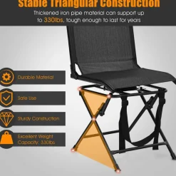 Tangkula 360-degree Swivel Blind Chair, Foldable Free Rotation Hunting Chair, Chair for Camping, Hunting, Fishing