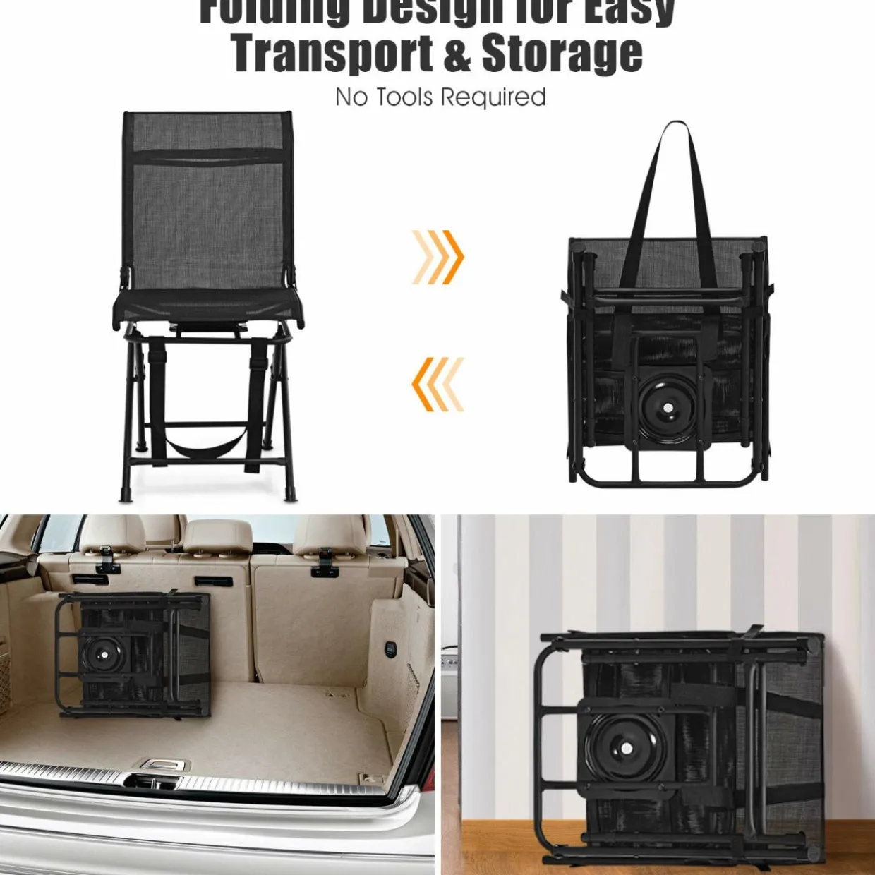 Tangkula 360-degree Swivel Blind Chair, Foldable Free Rotation Hunting Chair, Chair for Camping, Hunting, Fishing