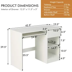 Tangkula Desk with Drawer, Wooden Computer Desk with Pull-Out Keyboard Tray & Adjustable Storage Shelves