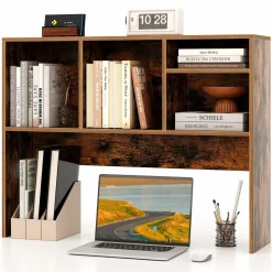 Tangkula Desktop Bookshelf, Countertop Storage Hutch with 4 Shelves for Computer Desk