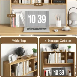 Tangkula Desktop Bookshelf, Countertop Storage Hutch with 4 Shelves for Computer Desk