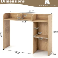 Tangkula Desktop Bookshelf, Countertop Storage Hutch with 5 Shelves for Computer Desk