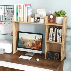Tangkula Desktop Bookshelf, Countertop Storage Hutch with 5 Shelves for Computer Desk