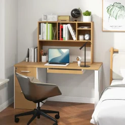 Tangkula Desktop Bookshelf, Countertop Storage Hutch with 4 Shelves for Computer Desk