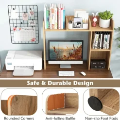 Tangkula Desktop Bookshelf, Countertop Storage Hutch with 5 Shelves for Computer Desk