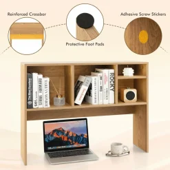 Tangkula Desktop Bookshelf, Countertop Storage Hutch with 4 Shelves for Computer Desk