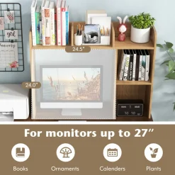 Tangkula Desktop Bookshelf, Countertop Storage Hutch with 5 Shelves for Computer Desk