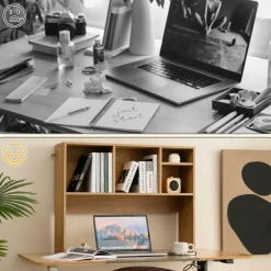 Tangkula Desktop Bookshelf, Countertop Storage Hutch with 4 Shelves for Computer Desk