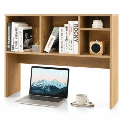 Tangkula Desktop Bookshelf, Countertop Storage Hutch with 4 Shelves for Computer Desk