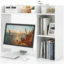 Tangkula Desktop Bookshelf, Countertop Storage Hutch with 5 Shelves for Computer Desk