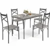 Tangkula Dining Table Set for 4, Modern Rectangular Dining Table & 4 Dining Chairs Set