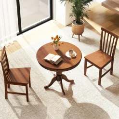 Tangkula Dining Table Set for 2, Vintage Kitchen Table and Chairs Set of 2