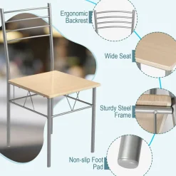 Tangkula Dining Table Set, 5 Pieces Dining Set with Tempered Glass Top Table and 4 Chairs