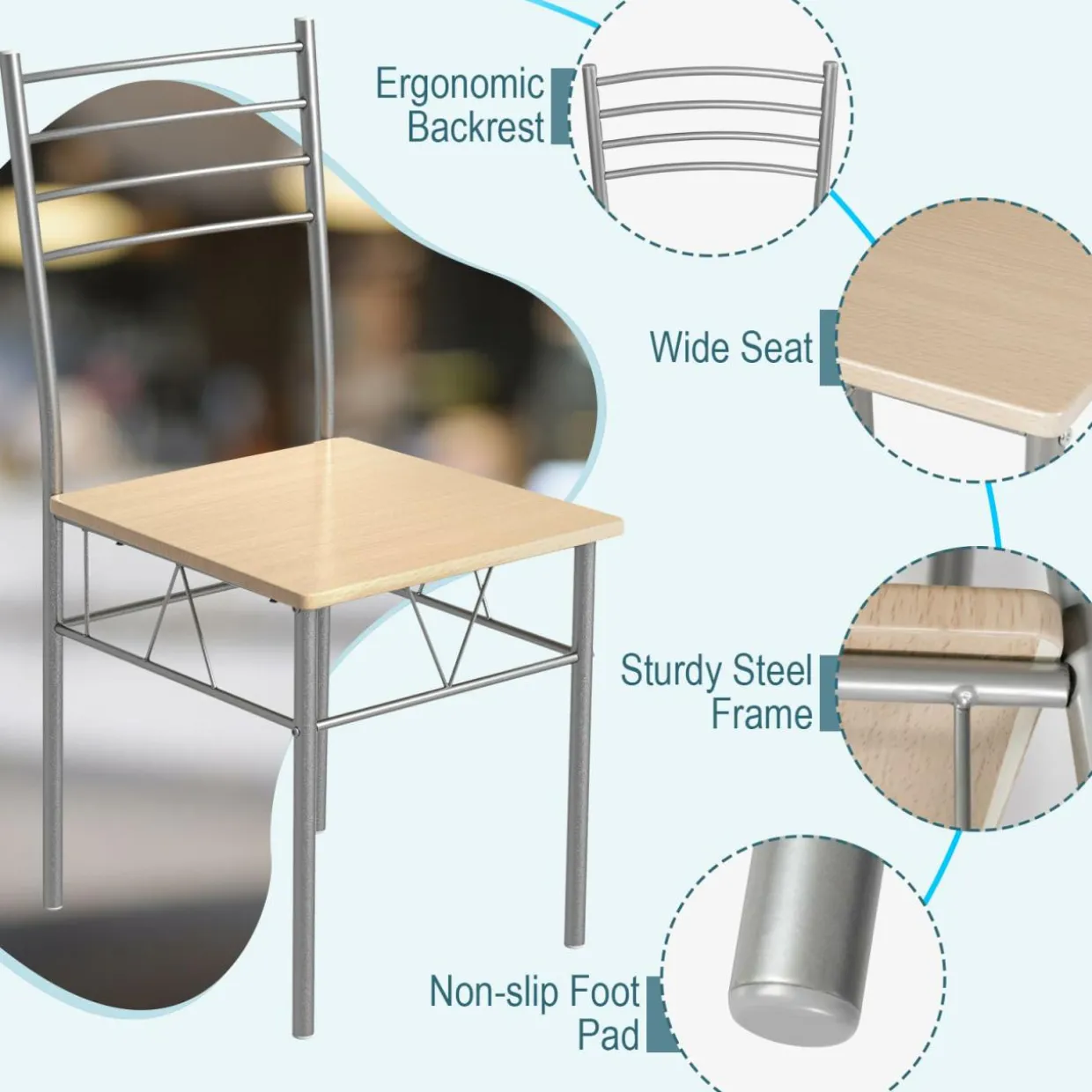Tangkula Dining Table Set, 5 Pieces Dining Set with Tempered Glass Top Table and 4 Chairs
