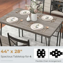 Tangkula Dining Table Set for 4, Modern Rectangular Dining Table & 4 Dining Chairs Set