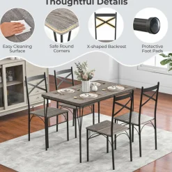 Tangkula Dining Table Set for 4, Modern Rectangular Dining Table & 4 Dining Chairs Set