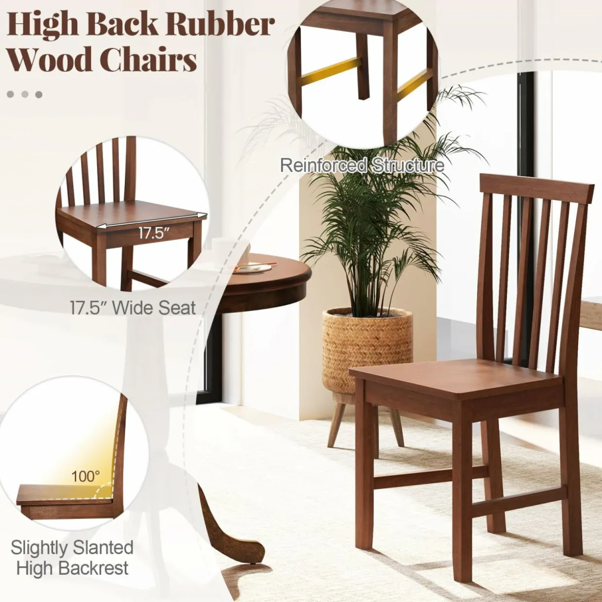 Tangkula Dining Table Set for 2, Vintage Kitchen Table and Chairs Set of 2