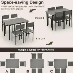 Tangkula Dining Table Set for 4, Retro Kitchen Table and Chairs Set for 4