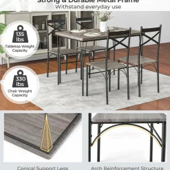 Tangkula Dining Table Set for 4, Modern Rectangular Dining Table & 4 Dining Chairs Set