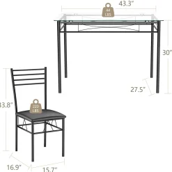 Tangkula Dining Table Set, 5 Pieces Dining Set with Tempered Glass Top Table and 4 Chairs