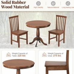 Tangkula Dining Table Set for 2, Vintage Kitchen Table and Chairs Set of 2