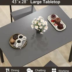 Tangkula Dining Table Set for 4, Retro Kitchen Table and Chairs Set for 4