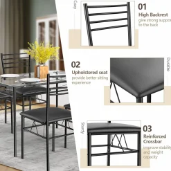 Tangkula Dining Table Set, 5 Pieces Dining Set with Tempered Glass Top Table and 4 Chairs