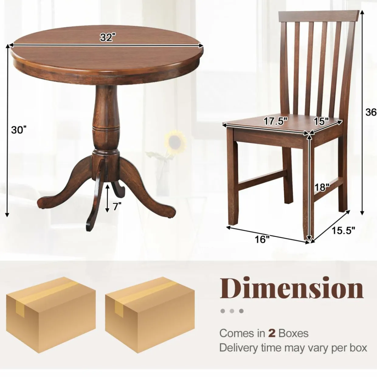 Tangkula Dining Table Set for 2, Vintage Kitchen Table and Chairs Set of 2