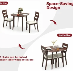 Tangkula Dining Table Set for 2, Kitchen Table and Chairs Set of 2 with Cushioned Seat