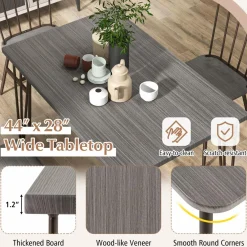 Tangkula Dining Table Set for 4, Kitchen Table and Chairs Set of 4 w/Metal Frame, 360° Swivel Feet
